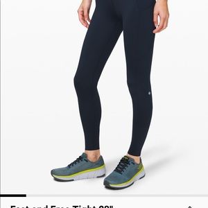 Lululemon Fast and Free navy leggings, size 8